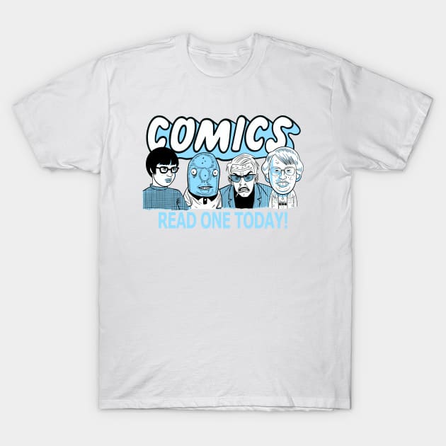 Comics Read One Today (Clowes Edit.) T-Shirt by dumb stuff, fun stuff